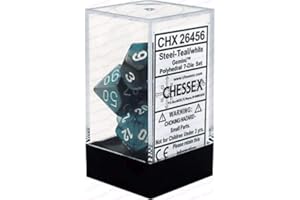 Chessex Dice: CHX26456 Set Dadi Gemini: Steel-Teal/white (7)