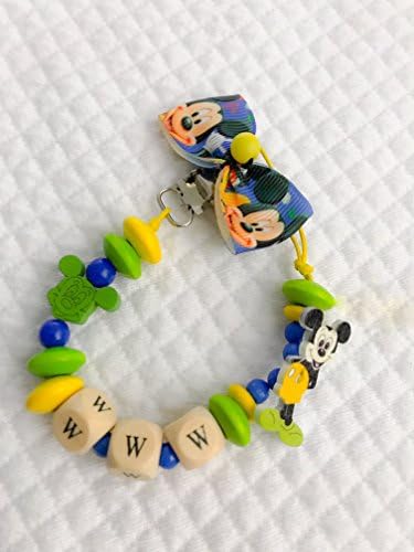 Pacifier holder chain mickey mouse | with customizable name | blue | soothie pacifier clips