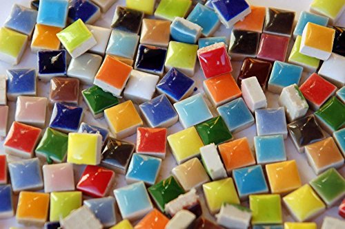100 St. keramik Mosaiksteine 1x1cm Buntmix ca. 40 Farben frostsicher ca. 100g.
