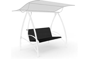 Yuhtech Pokrowiec na siedzisko na huśtawkę ogrodową, wodoszczelny, odporny na rozerwanie, do użytku na zewnątrz, zapasowy pokrowiec na huśtawkę 2/3-osobową (czarny, 115 x 48 x 48 cm)