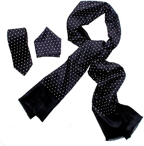 Gentlemans Polka Dot Scarf, Tie &amp; Pocket Square Set BLACK