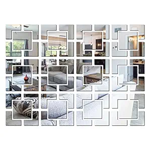 Look Decor AD 12 Attravacy Silver Code 987 Acrylic Mirror 3D Wall Sticker Decoration for Kids Room/Living Room/Bedroom/Office/Home Latest Wall Art Theams