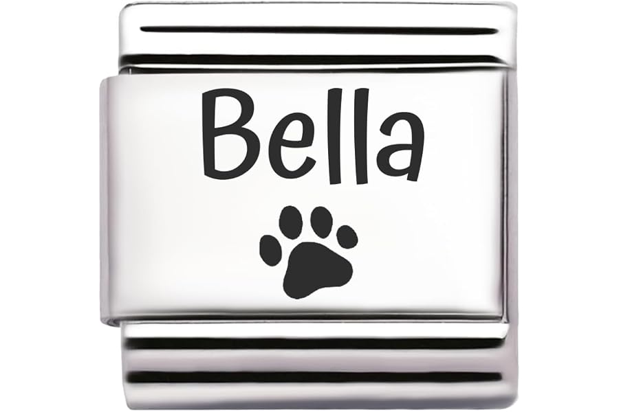 Pet Paw Name Personalised Custom Engraved Italian Charm Fits All 9mm Bracelet Links Dog or Cat