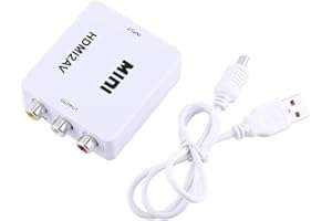 PUSOKEI HDMI vers RCA, adaptateur 1080p HDMI vers AV CVBS, convertisseur audio vidéo composite, prise en charge NTSC et PAL pour TV Stick HD Camera HD DVD Displayer Écouteur Ordinateur portable HDTV(blanc)