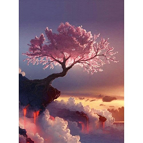 Mikolot DIY 5D Diamond Cherry Trees Wonderland Wall Stickers Painting Home Decor