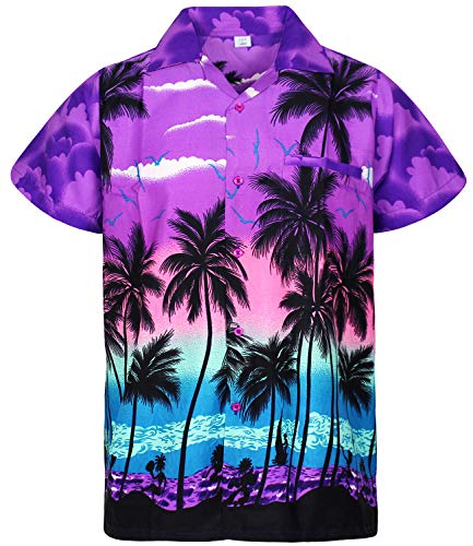 V.H.O. Funky Camisa Hawaiana, Beach, Morado, M