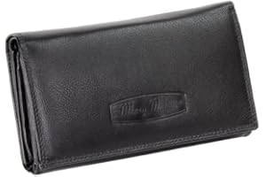 Ledershop24 RFID Damen Leder Geldbörse Damen Portemonnaie Damen Geldbeutel - Lang Schwarz Leder - Geschenkset + exklusiven Schlüsselanhänger