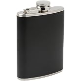 &Ccedil;elik 8 oz Siyah Deri Kaplı 240 ml İ&ccedil;ki Matarası rd55
