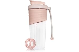 OUOUMUF Protein Shaker bottle 700ml, Tritan Shaker bottle, BPA-frei, Geruch- und Geschmackslos, Silikongriff für einfachen Halt, Fitness Shaker für Proteinmischung & tägliche Flüssigkeitsaufnahme.(Rosa)