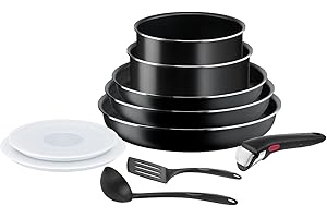Tefal Ingenio Batterie de cuisine 10 pièces, Poêles, Casseroles, Couvercles, Poignée, Non induction, Revêtement antiadhésif, 