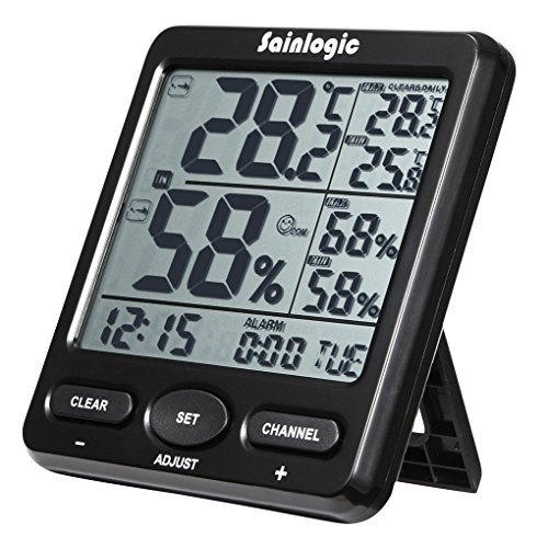 Sainlogic Wetterstation, Hygrometer Digital und Thermometer innen außen mit Wecker, große LCD-Anzeige für Haus, Garten und das Büro - 4