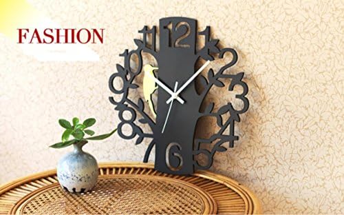 OOFYHOME Modern Simple personality Wall Clock, Non Ticking Digital Quiet Sweep Decorative Clocks, Woodpecker design, 14inch