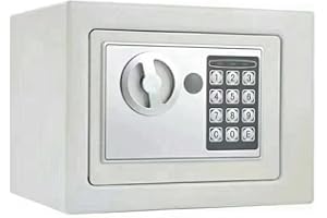 Safe Box digital kassaskåp mini stål kassaskåp sparbössa litet hushåll lösenord nyckel säker förvara kontanter smycken dokument (vit-liten)