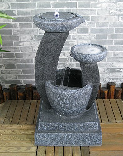 Solarspringbrunnen Solarbrunnen Cascade Garten Brunnen Kaskade Komplettset für Garten und Terrasse Tag und Nacht ! ✔NEU - 2