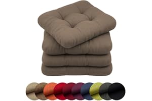 chilly pilley Juego De Cojines para Sillas con Lazos Cojines De Cocina Acolchados Muchos Tamaños Cojines para Sillas Tapicería De Sillas Cojines Decorativos (4X Cojines 40x40. Marrón)