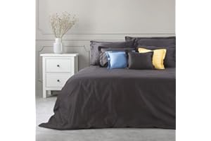 Eurofirany Duvet Cover, Pillowcase, DIY Bedding, Cotton, Plain, Classic Bedding (Black, 1 Duvet Cover 180 x 200 cm)