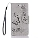 Produktbild Huawei Honor 8 Hülle, SpiritSun Ledertasche Schutzhülle für Huawei Honor 8 Schmetterling und Blume Muster Folio PU Leder Tasche Case Cover Bookstyle mit Standfunktion und Kredit Kartenfächer - Grau