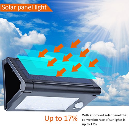 32 LED Solarleuchte mit Bewegungsmelder, Solar Wandleuchte / Bewegungssensor Solarlampe / Solar Außenleuchte mit Zaunlampen Für Patio, Plattform, Yard, Kampierendes Faltbares Wasserdichtes (Schwarz) Solar Wall Lights