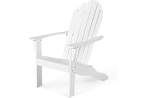 COSTWAY Silla JardÍn Adirondack de Madera, Silla de Madera de Jardín con Reposabrazos y Respaldo Alto, Silla Jardin Exterior para Terraza Balcón, Silla para Hogueras de 69 x 88 x 103 cm, Blanco