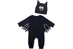 AGQT Costume da Pipistrello di Halloween con Cappello a Orecchie Grandi Set Costume Cosplay Neonato Bambino 0-24 Mesi