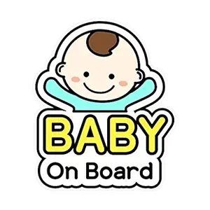 Agile-Solutions Baby on Board Sticker and Decal for Boy - Baby Bumper Car Sticker - Baby Window Car Sticker - Baby in Car Sticker - Cute Safety Caution Decal Sign for Cars