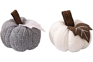 JUCHRZEY Ernte-Häkelkürbis-Dekoration, gestrickte Herbst-Kürbisse for die Herbsthochzeit (grau)