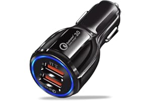 Davilis® Caricatore USB da Auto 5V 6A Universale Quick Charge 3.0 Veloce Caricabatterie Alimentatore Presa USB 2 Porte, Spina per Smartphone Tablet iOS Android