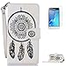 Produktbild CaseHome Samsung Galaxy J1 2016/J120F PU-Leder Etui (Mit freiem Schirm-Schutz) Mode Elegant Mandala Windspiel Geprägt Brieftasche Entwurf Stoßfest Stand-Funktion Magnetisches Folio Buchstil Voller Beschützer Anti-Rutsch mit Kartenschlitz und Handschlaufe Gummi Abdeckung Schale Haut für Samsung Galaxy J1 2016/J120F-Weiß