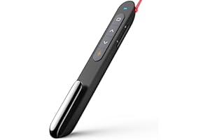 Norwii Télécommande de Présentation pour PowerPoint, Présentateur sans Fil avec Pointeur, Portée 100m pour Enseignants et Conférenciers, Compatible macOS (Rouge - AAA - USB-A)