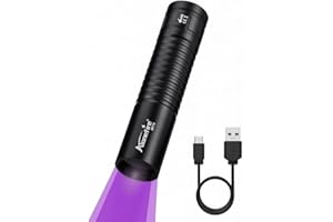Alonefire SV114 Torcia UV LED Piccolo Professionale 365nm USB C Ricaricabile Mini Lampada Ultravioletti per Resina, Pesca, Fluoresceina, Rilevatore di Urina,Minerali con Batteria Incorporata