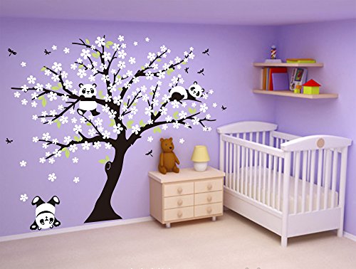 BDECOLL-Grand-cinq-grands-arbres-forestiers-avec-des-oiseaux-volants-Arbre-Fond-Autocollants-Stickers-muraux