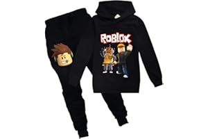 Temolie Roblox Game Sweatshirt Boys Hoodies Girls Kids Outfits Cartoon Characters Pullover Cotton Trousers Clothes 2Pcs Sets