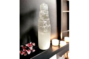 4All Pure Selenite Tower Large Pillars Handmade Natural White Crystal Spritual Energy Healing Chaging Selenite Crystal Table Decoration Pillars Chakra Spiritual Gifts (10cm)