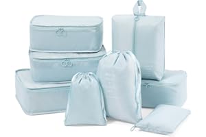 DoGeek Packing Cubes for Suitcases Organiser Bags 8en1 Set, Packing Cubes for Travel Backpack Packing Cubes, Luggage Organiser Bags for Packing Clothes Large Travel Cubes,blue light