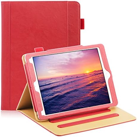 iPad Case 9.7 Inch 2017 , iPad Air /Pad Air 2 case ,iPad pro 9.7 case, SPOCASE Leather Folio Stand ,Multiple Viewing Angle Smart [Auto Sleep / Wake] Protective Case Cover for New iPad 9.7 inch (5th)/ iPad Air 1/2/ipad pro 9.7,Red