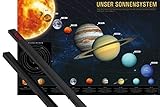 Qualitäts-Markenprodukte 1art1 Poster + Hanger: Das Sonnensystem Poster (91x61 cm) Unser Sonnensystem Inklusive EIN Paar Posterleisten, Schwarz