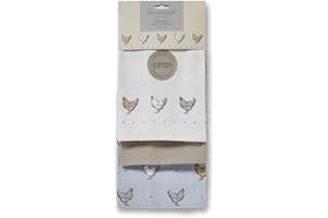 Cooksmart Farmers Kitchen 3 Pack Tea Towels Paquete de 3 paños de Cocina, Azul, 45 x 65cm