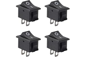 WUSJCOF 4 Pezzi Mini Interruttore a Bilanciere 2 Poli ON/OFF Interruttore Rettangolare da Incasso per Mini Barche AC 250V 6A 2 Pin 2 Posizioni Compatto (Nero)