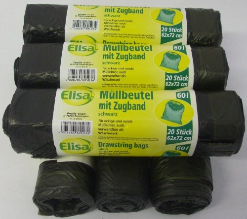 Müllbeutel Müllsäcke mit Zugband 60 Liter 20 Stück