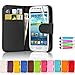 Sell-Ideas® Samsung Galaxy S4 SIV, S3 SIII , S4 mini, S3 mini and Galaxy Note 3 III Wallet Case Cover Pouch With Free Screen Protector and Mini Stylus (Samsung Galaxy S3 Mini, Black Standard Case)
