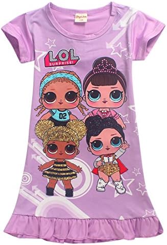ZFFSD 2018 Summer Flower Dress Sweet Cartoon Dress (Purple, 120)