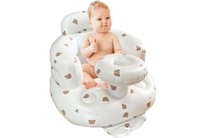 LUFEIS Inflatable Baby Seat - Built in Air Pump, Portable Blow up Baby Chair with Bear Pattern, Toddler Support Seat for Babies 3-36 Months