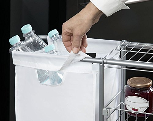 WENKO 12100100 Sammelwagen Slim – 3 Etagen, abnehmbarer Sack, Fassungsvermögen 28 L, pulverbeschichtetes Metall, 20 x 58 x 80 cm, Grau - 7