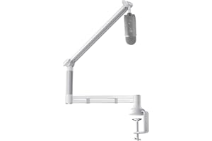 Socodox Low Profile Mikrofonarm, Verbesserter Mikrofonständer mit 7 cm Tischklemme, 3/8"- & 5/8"-Adapter, Mikrofon Halterung für Blue Yeti, Podcasting, Gaming, Tragkraft bis 2 kg, Weiß