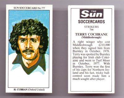 Sun SOCCERCARD No 777 - Oxford United HUGH CURRAN collectable football card