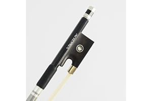 VINGOBOW 3/4 Size Carbon Fiber Violin Bow 101V Advanced Level 69cm 3 4 Three quarters Parisian Eyes Ebony Frog Straight Smooth Screw Strong and Durable Unbleached Mongolian Horse Hair Warm Sweet Sound
