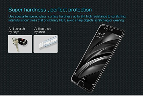 Protector de Pantalla Xiaomi Mi6  NILLKIN Protector de Pantalla de Prima de Cristal Templado Protector Alta Definicion HD   9H Dureza 0 33mm Cristal Templado Protector de Pantalla para Xiaomi Mi6  Transparente