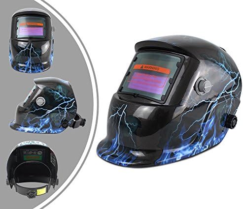 Leogreen - Adjustable Welding Helmet, Reactive Solar Powered Welding Helmet, Lightning pattern, Material: LCD, Dark state: DIN9-13