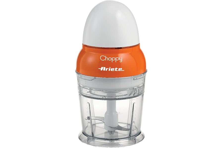 Ariete 1836 Choppy Chopper, 160 W, Capacity 250 ml, Stainless Steel Blades, Pulse Function, Orange, 10.5 x 10.5 x 20 cm