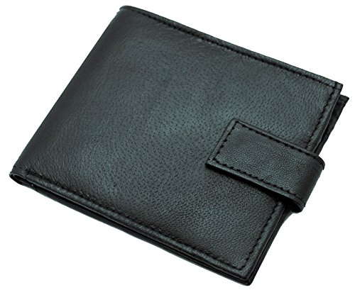 NEW MENS REAL SOFT LEATHER BIFOLD WALLET WITH CREDIT CARD & ZIP COIN POCKET PURSE BLACK / BROWN